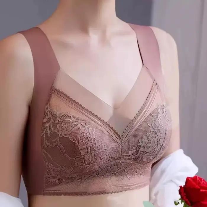 1 pièces femmes dentelle grande taille soutien-gorge basique Anti affaissement mince gilet avec rembourré femme Brassier dame glace soie sans couture confort souffle soutien-gorge