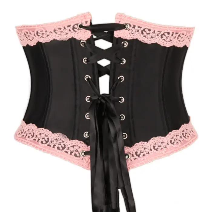 Corset rose sous le buste pour femmes, garniture en dentelle désossée, corsage Lolita de Style français, Bustier Vintage, Costumes de fête de mariage