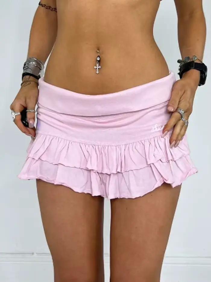 Mooyufo mäkká pevná plisovaná Super Mini sukňa Preppy Atyle Sexy tenká nízky pás sukne ženy 2024 leto móda Streetwear dáma