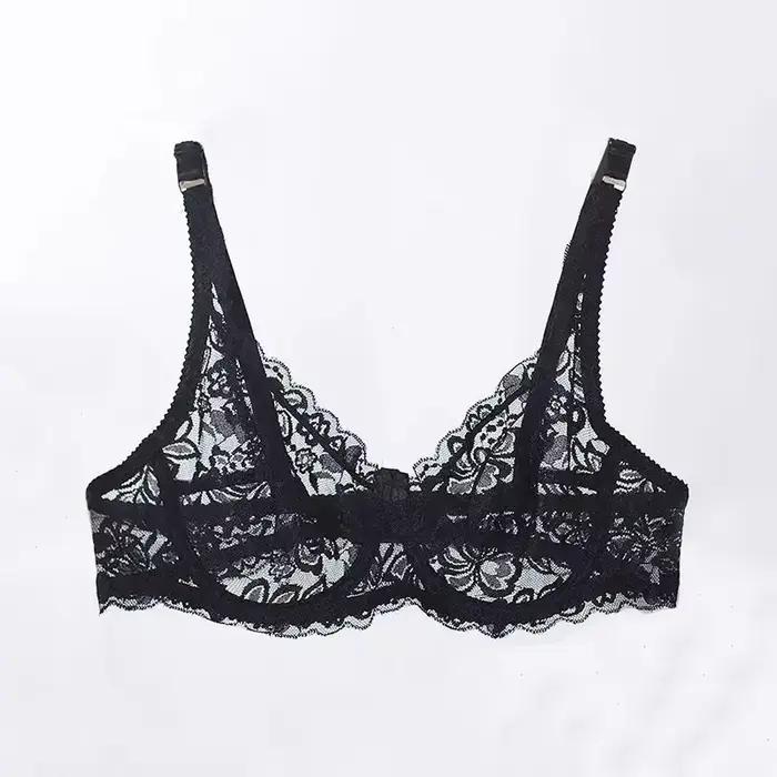 Soutien-gorge sexy en dentelle transparente pour femmes, confortable, élastique, à armatures, solide, respirant, sous-vêtements chauds, également précieux