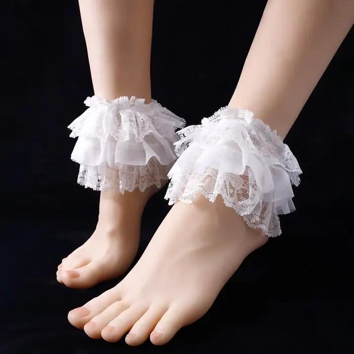 Couvre-chaussettes courts en dentelle Style Lolita, couvre-pieds décoratifs doux pour boîte de nuit pour fille JK, décoration de jambes, bas confortables pour la maison
