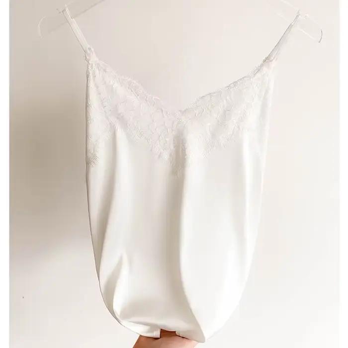 Sexy čipkovaná camisola pre ženy z hodvábu s výstrihom do V