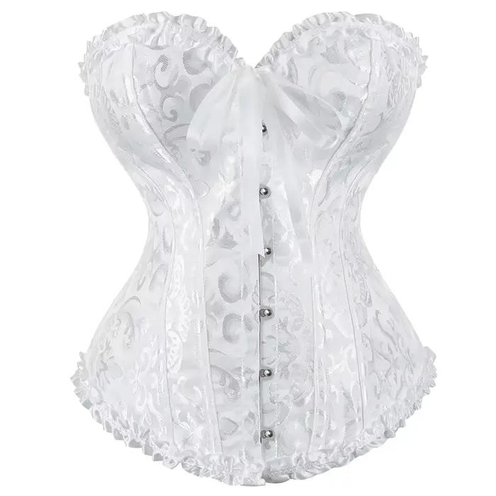 Femmes Sexy Bustiers et Corsets Floral couverture en dentelle pour les femmes Vintage Corset gothique surbuste Satin Jacquard Corsets