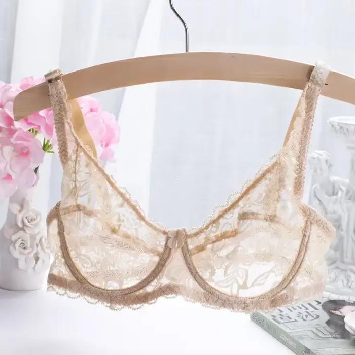 Soutien-gorge sexy en dentelle transparente pour femmes, confortable, élastique, à armatures, solide, respirant, sous-vêtements chauds, également précieux
