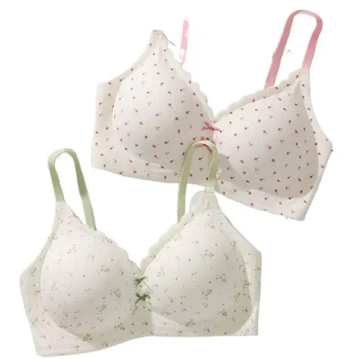 Lingerie en dentelle et à imprimé floral : soutien-gorge push-up pour femmes aux poitrines petites, conçu pour minimiser les bourrements latéraux, sans coutures et sans armatures