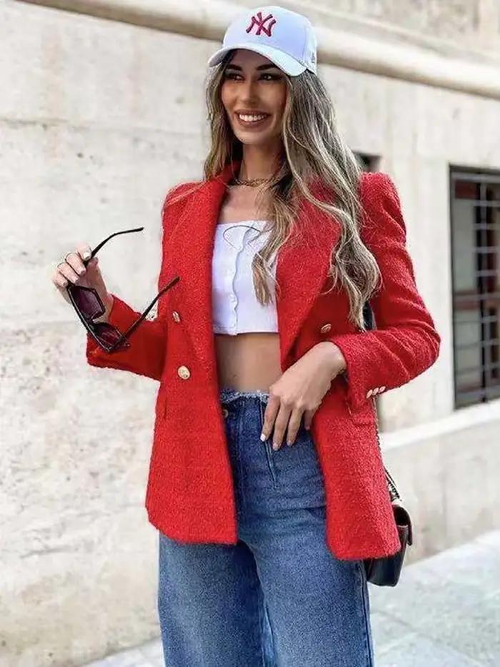 Tvíd – vintage sako voľného strihu a elegantné pre ženy