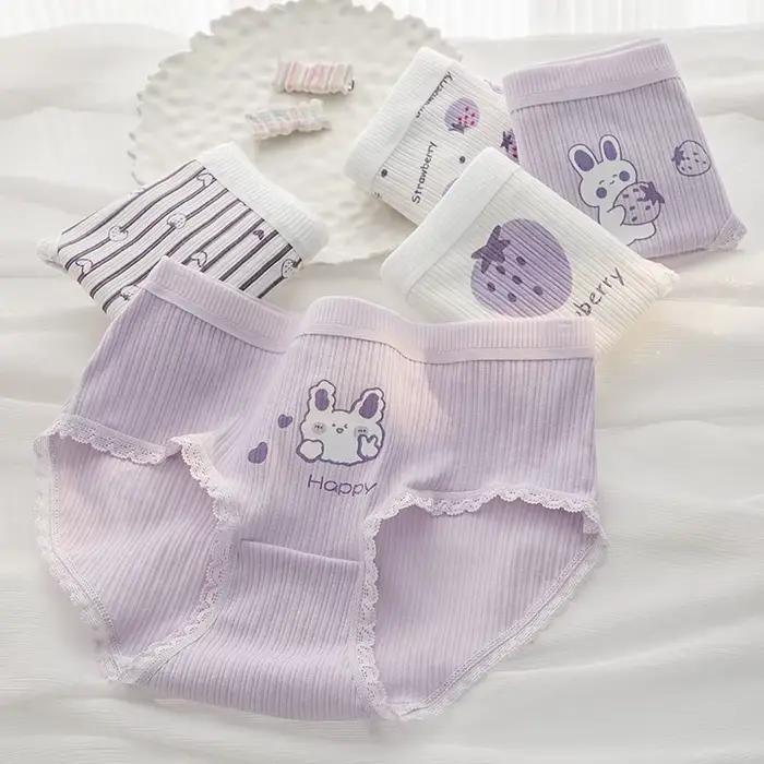5Pcs / Set culottes Sous-vêtements Femmes Dames Coton Sous-vêtements Filles Briefs Femme dentelle Lingerie Femmes Sous-vêtements Sous-vêtements Respirable