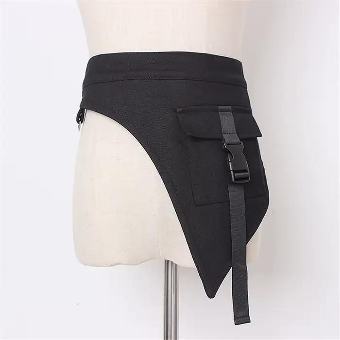 Corset multifonctionnel gothique punk hip hop avec chaîne en métal, style techwear pour femmes, mode streetwear, ceinture en denim