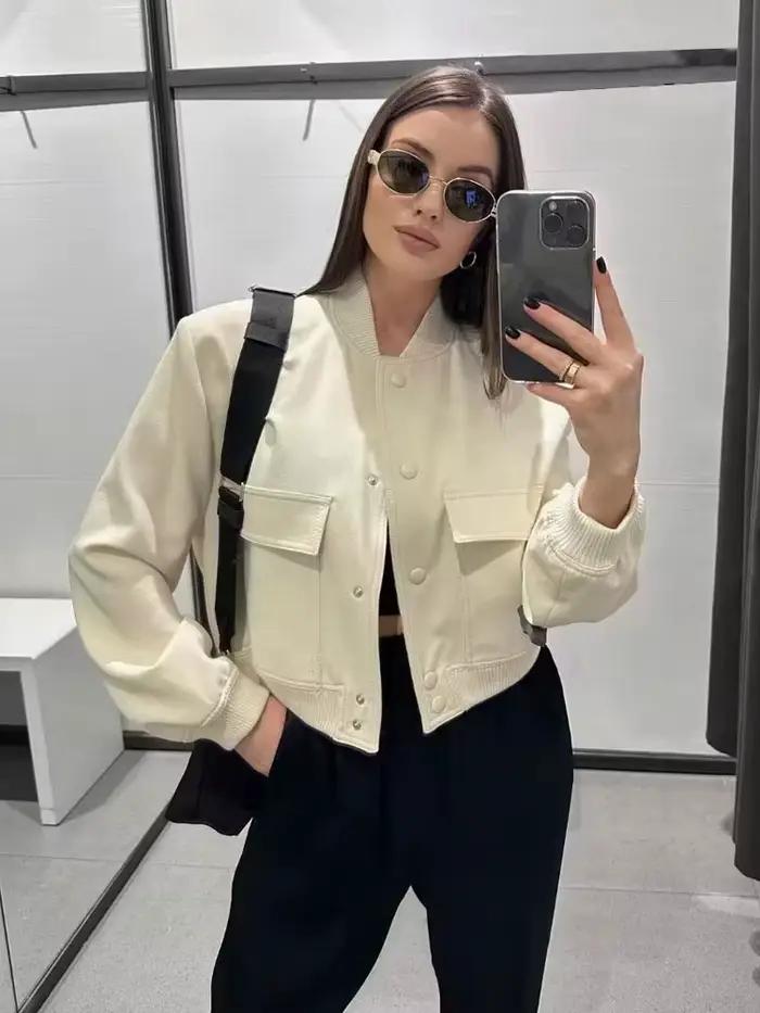 Dámska bomber bunda s vreckami