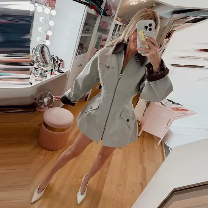 Beznámahová trendy bunda so zipsom
