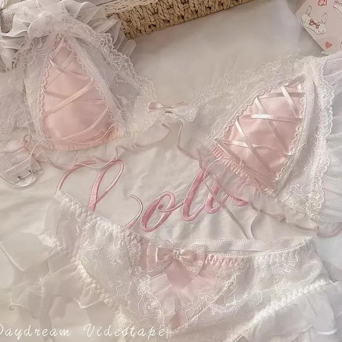 Lolita filles mince mignon dentelle petit soutien-gorge femmes Triangle tasse soutien-gorge Sexy