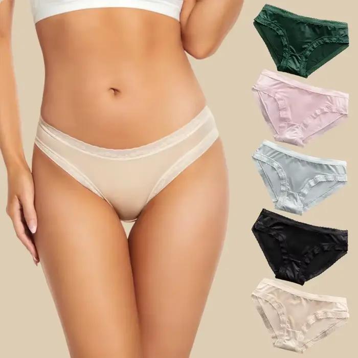 Módne nohavičky pre ženy Sexy ružové dámske spodné prádlo jemný hodváb ženské