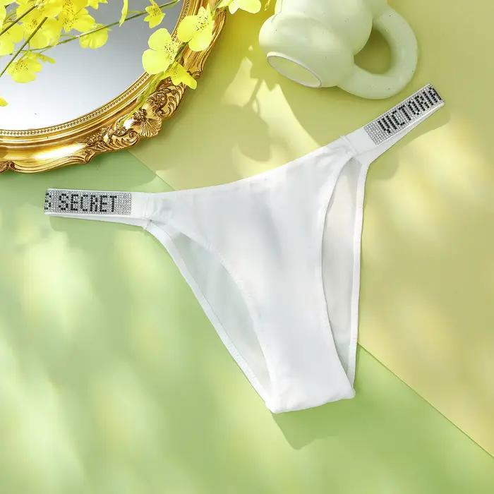 Klasické pruhované Victoria's Secret V-Chain tangá z čipky