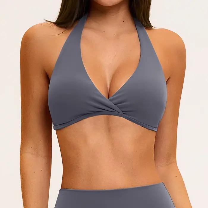 Soutien-gorge de yoga pour femme, sous-vêtements de sport pour la gym, sensation seconde peau, rembourré, hauts de fitness pour l'entraînement, sous-vêtements de sport yoga à col halter pour femme