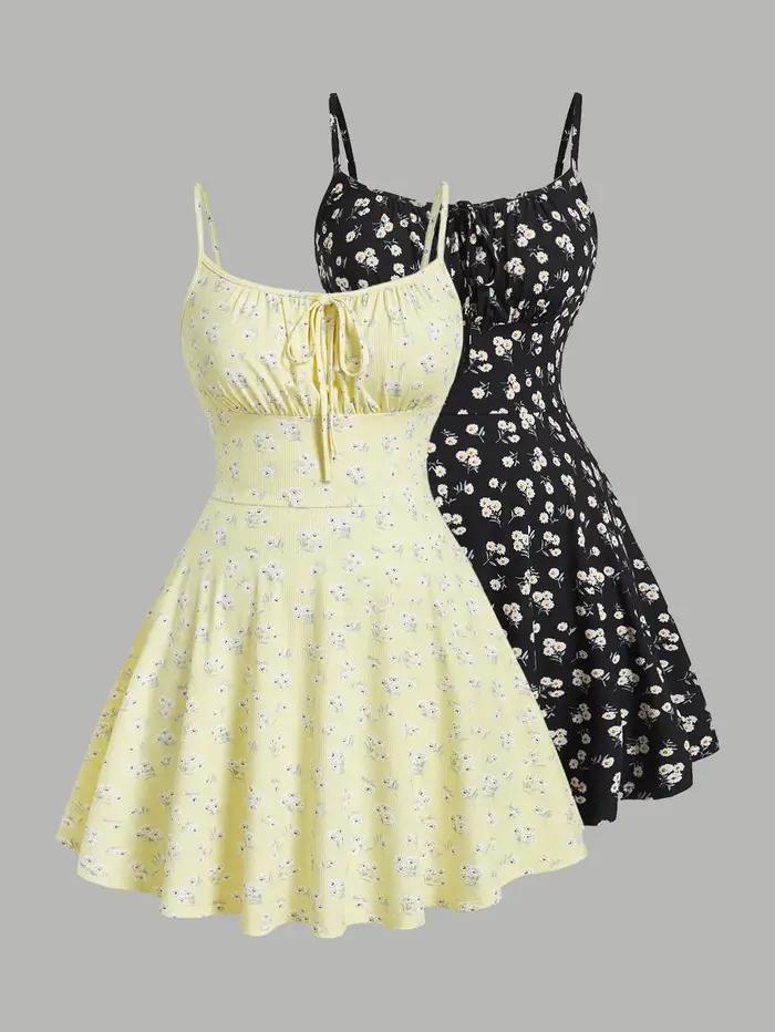 Elegantné kvetinové camisole šaty bez rukávov s tenkými ramienkami, nová móda
