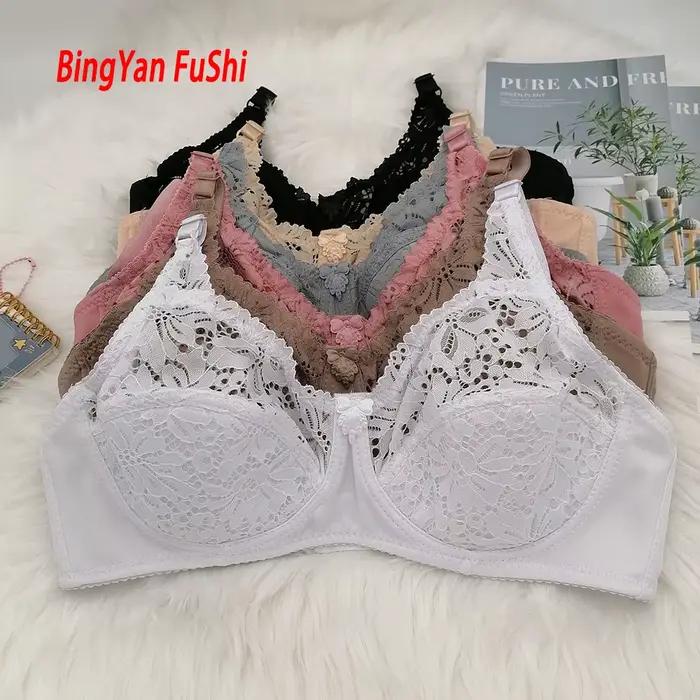 Soutien-gorge transparent pour femme, grande taille, sexy, en dentelle, avec armatures, push-up, rembourré en coton, BH C17