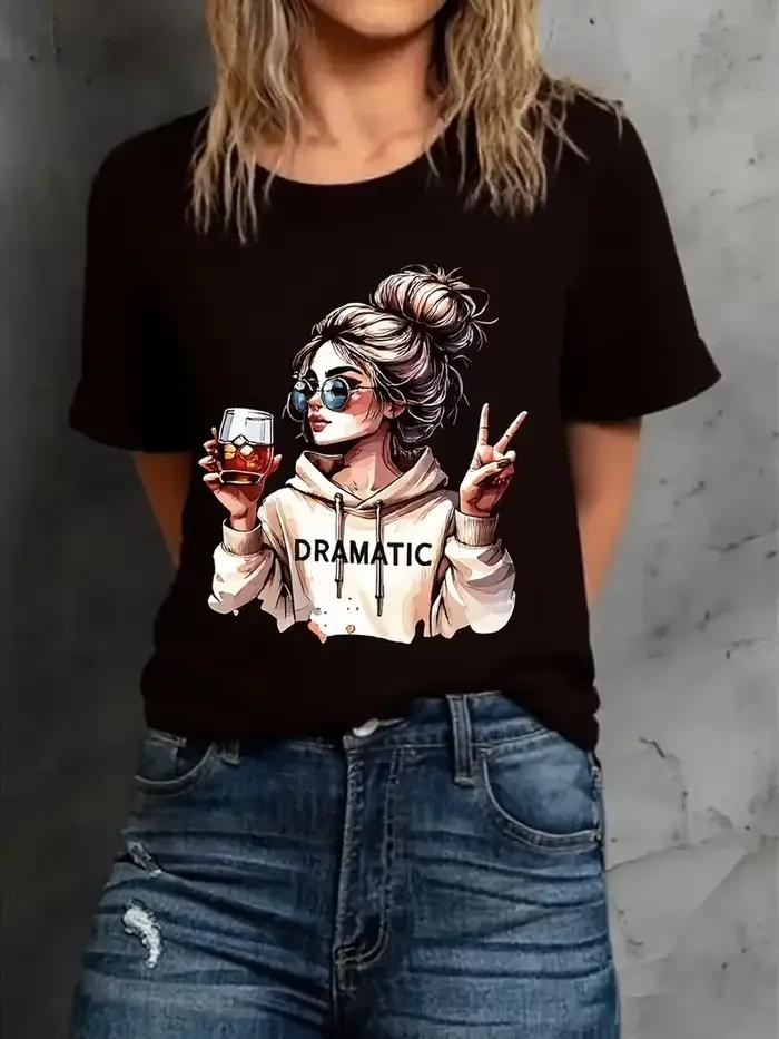 Dámske tričko s potlačou Streetwear 90. rokov „Dramatic“ s