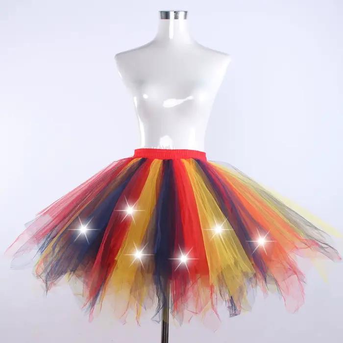 Jupes féeriques élastiques à LED scintillantes pour femmes et filles, jupe Tutu de danse de Ballet lumineuse pour fête, Costume de carnaval, mariage, Festival de noël