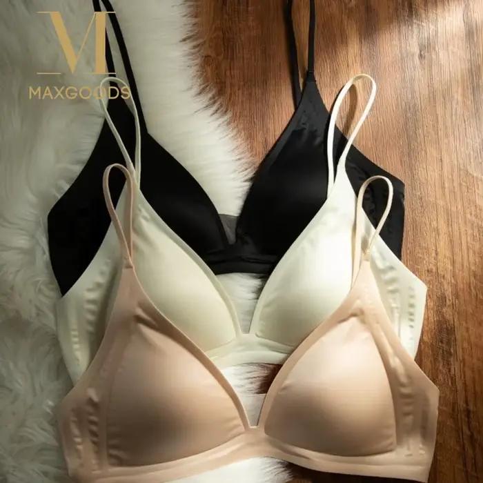 Soutien-gorge français en Satin de lait, décolleté en v profond, Support doux, sans fil, bonnet Triangle, amincissant, bretelles ajustées, petite poitrine