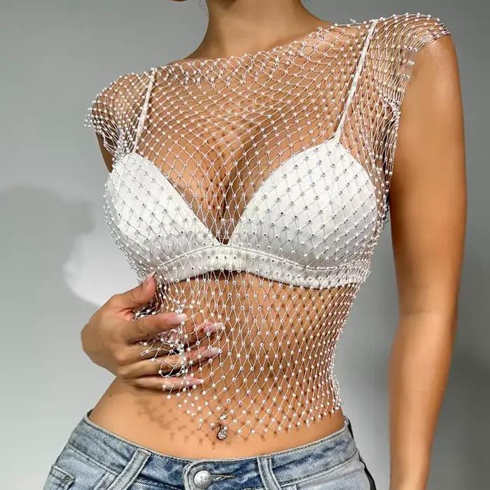 Dámsky sieťkovaný crop top