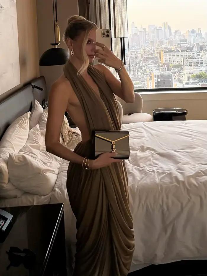 Robe sans manches décolletée en polyester et élasthanne pour femmes, soirée, plage, mariage, anniversaire, gala