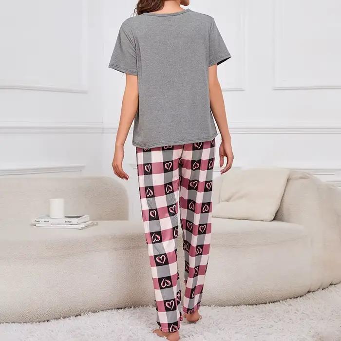 Pyjama Femme costume de maison doux confort vêtements de nuit vêtements de détente autumer col rond hauts et shorts pyjama pantalon 3 pièces Pyjama Femme