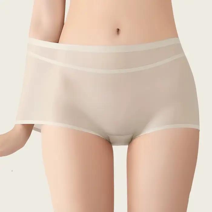 Culotte solide sans couture pour femmes, slip Ultra-fin Sexy, Lingerie transparente, sous-vêtements invisibles, séchage rapide, respirant