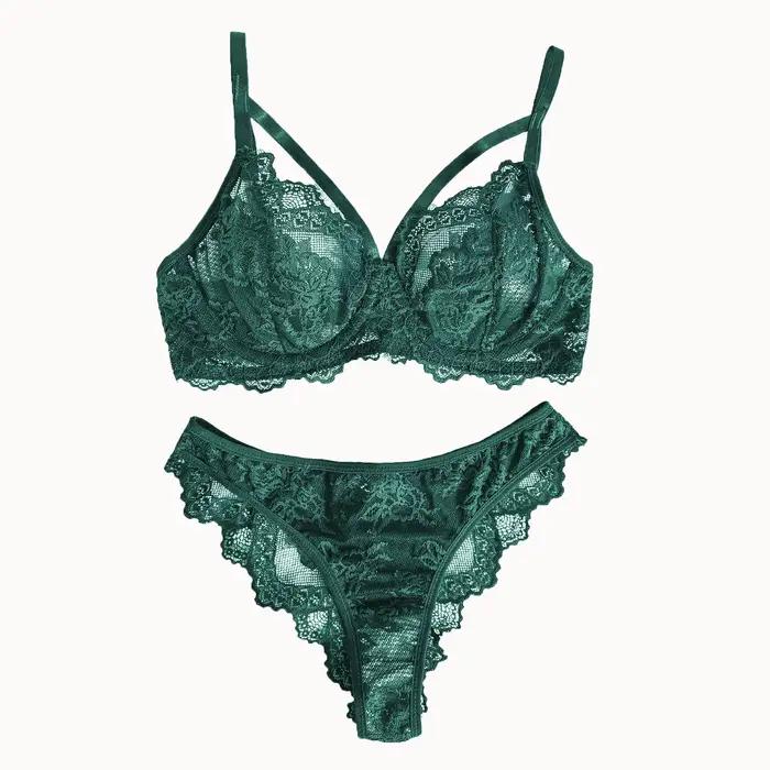 Lingerie et sous-vêtements pour femmes, soutien-gorge à armatures et culotte brésilienne à bretelles en dentelle fantaisie, style victoria