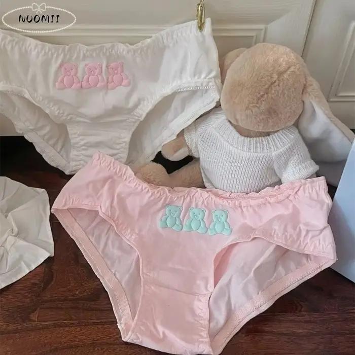 Culotte en coton et polyester solide avec motif ours polaires et dentelle pour femmes confort et gaieté