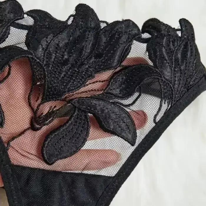 Ensemble de lingerie féerique florale Saint-Valentin : Culotte séduisante, nuisette sexy, ensemble de lingerie fantaisie en V pour femme, soutien-gorge transparent
