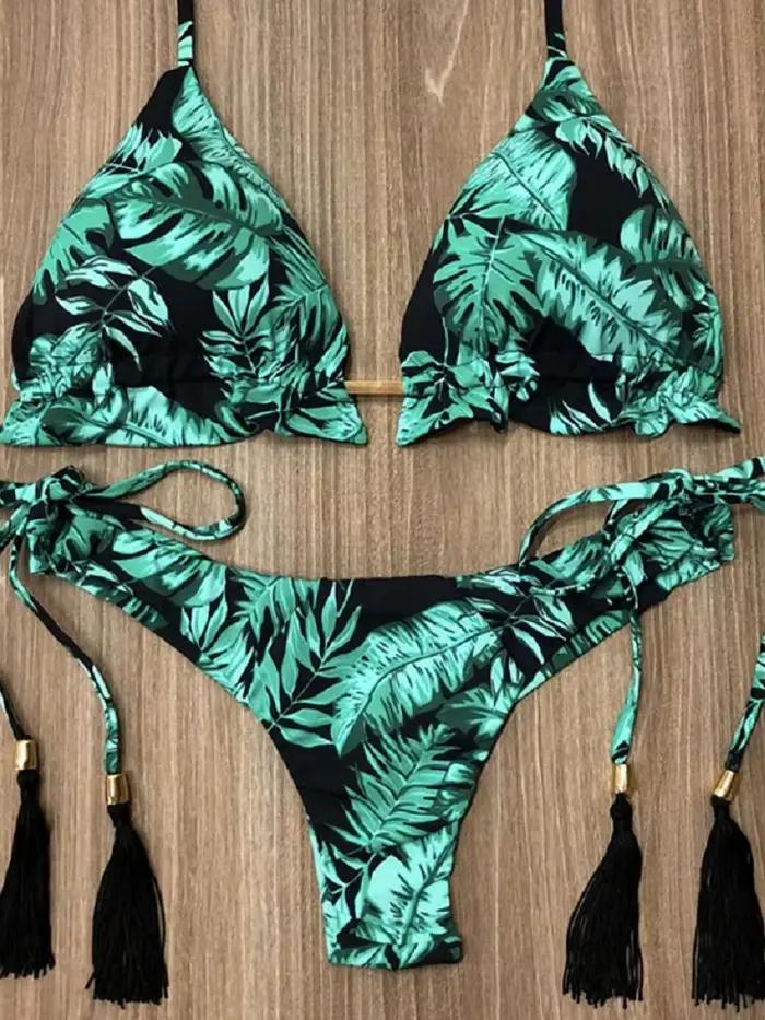 RUOTONGSEPT Sexy potlačené Bikini set pre ženy plavky bandeau dvojdielne brazílske