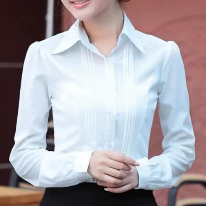 Elegantná biela kancelárska blúzka pre ženy