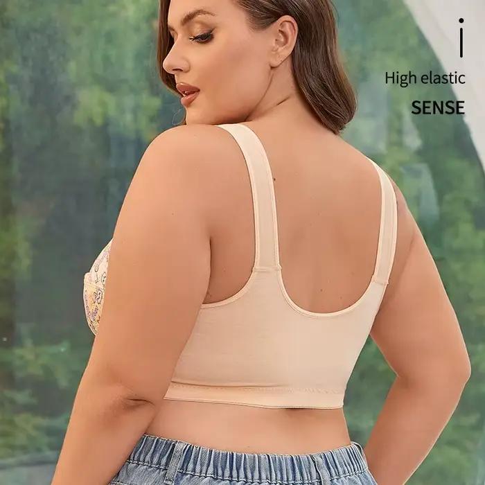 Femmes imprimé B C D E F G tasse grande taille soutien-gorge fermeture avant soutien-gorge sans fil 36 38 40 42 44 46 48 50 52