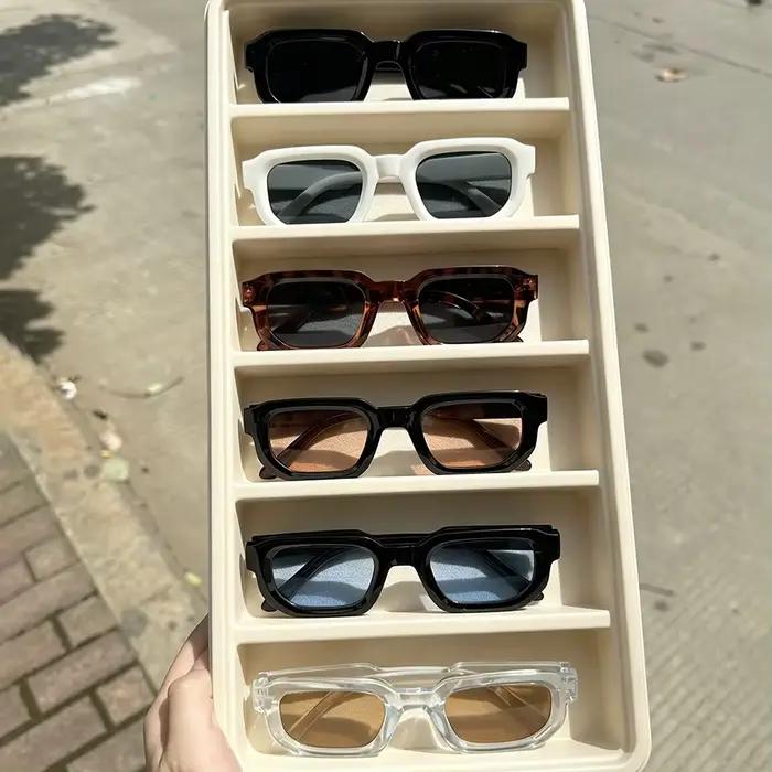 6 kusov/sada Dámske Vintage Obdĺžnikový rám Slnečné okuliare Móda Retro