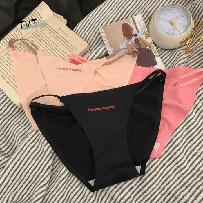 Culottes d'été Sweet Letter respirantes à fines bretelles sans coutures taille basse pour femme