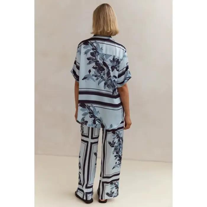 Ensemble pyjama 2 pièces imprimé Floral pour femmes, manches courtes, boutonné, vêtements de nuit doux, vêtements de détente, vêtements de maison