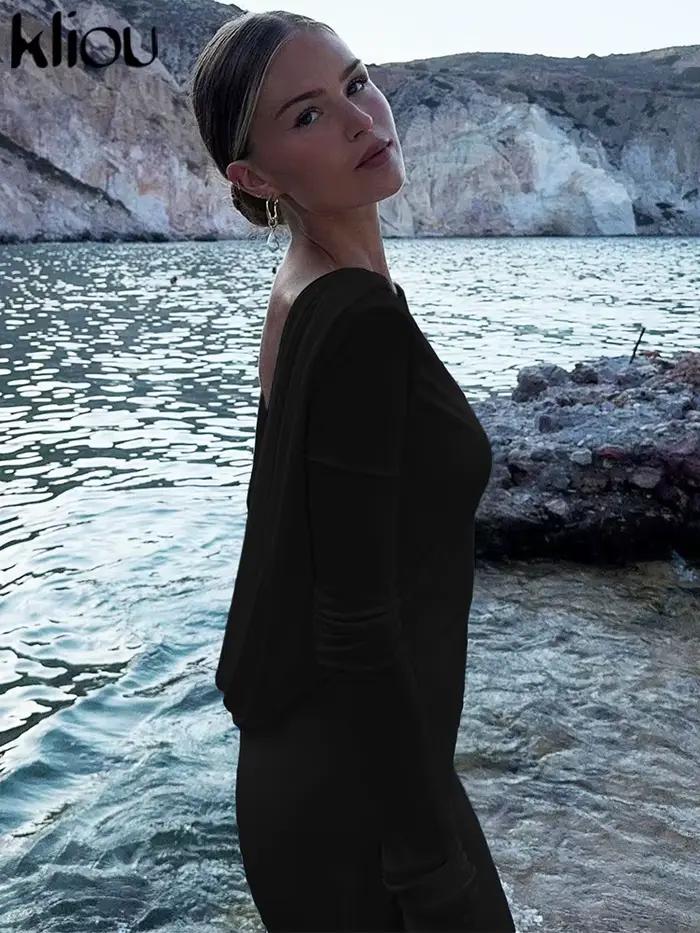 Kliou - Elegantné večerné šaty s rukávmi pre ženy