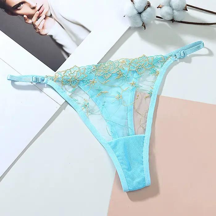 Dámske nohavičky Lingerie s výšivkou, sieťovaná, zvodné tangá