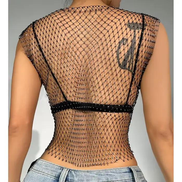 Dámsky sieťkovaný crop top