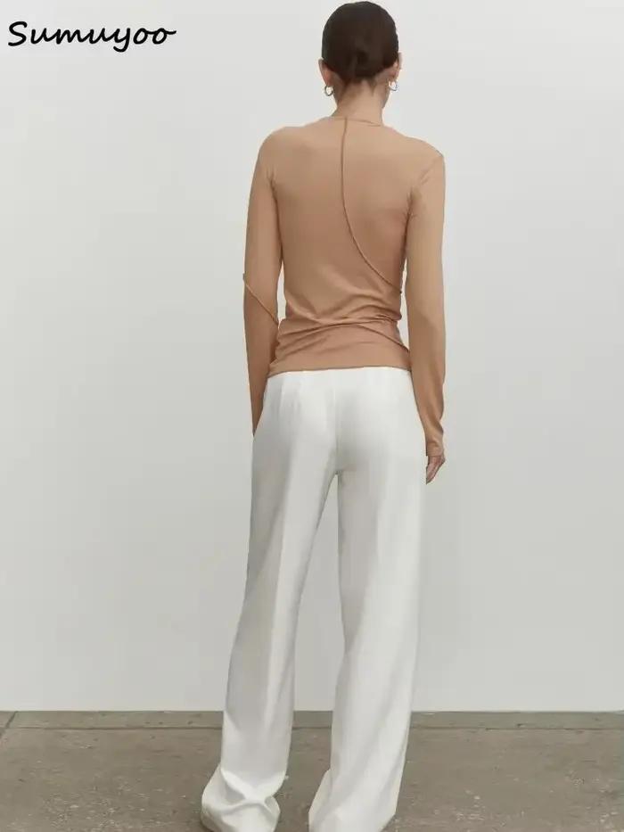 Summkoo-Dámske tričko Slim Fit s dlhým rukávom