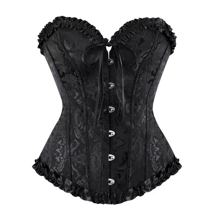 Bustiers et Corsets Sexy en dentelle florale, vêtements modelants pour femmes, Vintage, gothique, surbuste, Satin Jacquard