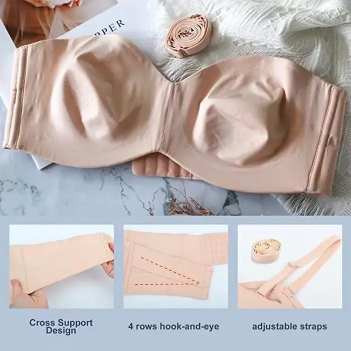 Soutien-gorge sans bretelles multi-voies antidérapant, soutien complet, Bandeau Convertible, Invisible, à armatures, taille B-G, sous-vêtements à grande tasse