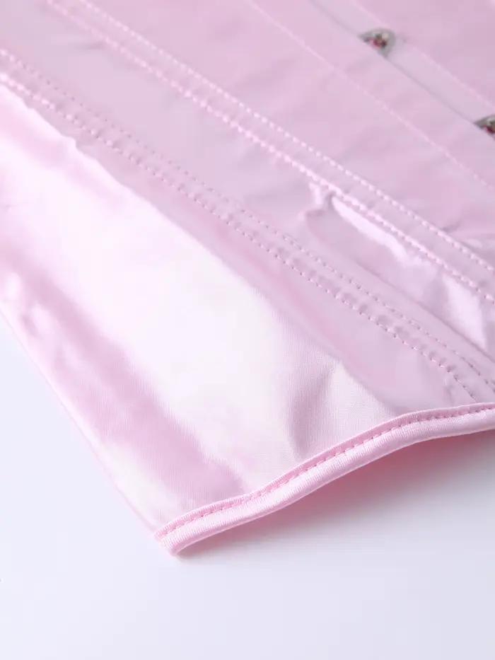 Corset bustier rose en satin pour femme, sans bretelles, avec fermeture frontale, amincissant et sculptant la taille, vêtement d'extérieur