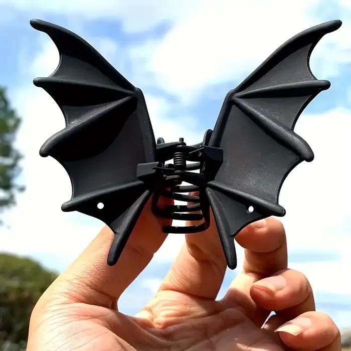 Gothická netopieria spona do vlasov Halloween matná čierna gotická punková s potlačou zvieracej špendlíky do