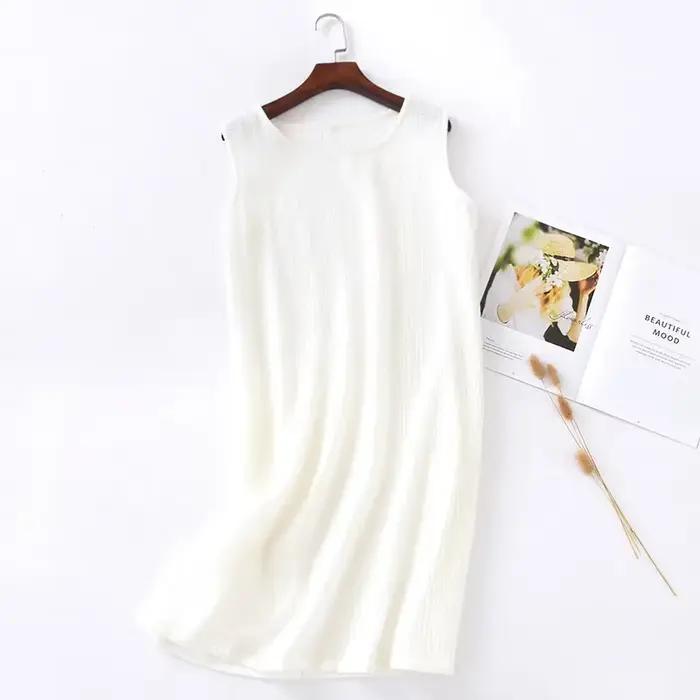 Chemise de nuit en fibre de coton pour femmes, vêtements de nuit monochromes, chemise de nuit d'été, vêtements de chambre taille adt, robes de nuit GlaStyle pour dames