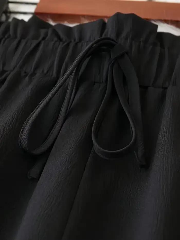 Veľká veľkosť 1XL-5XL dámske módne jednofarebné nohavice so širokými nohavicami