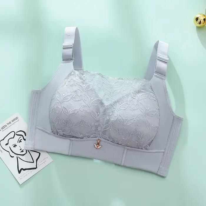 Soutien-gorge à couverture complète sans armatures pour femmes, soutien-gorge en dentelle non rembourré, soutiens-gorge en dentelle, soutien-gorge en V, coupe complète, solide, grande taille
