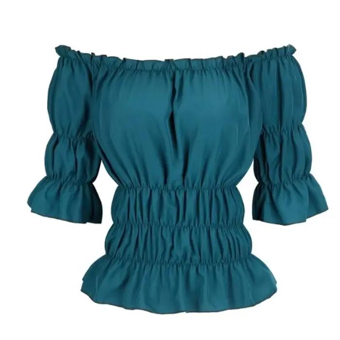 Chemisier Renaissance Médiévale pour Femme, Sexy, Off Initiated, Slim Fit, Steampunk Cosplay, Chemise 7.5 ate, Manches Courtes, Corset, Top, Taille Plus