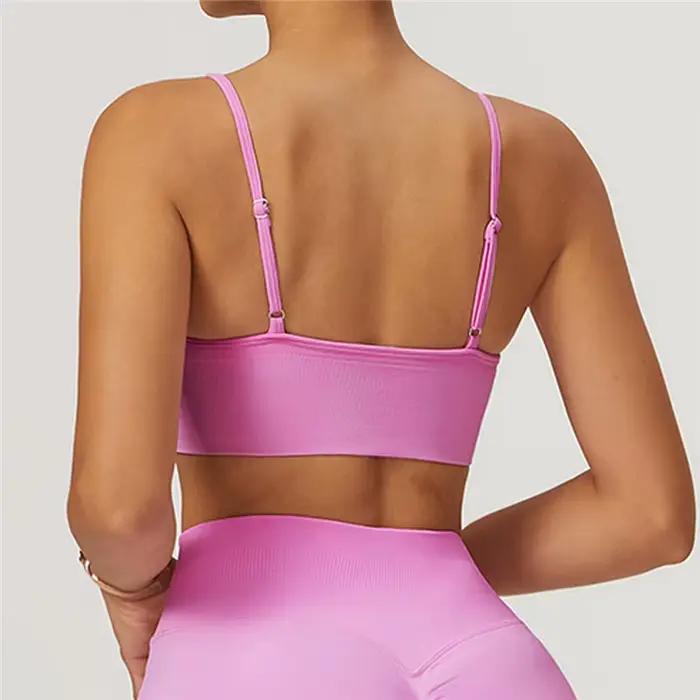 HBC-Soutien-gorge de sport sans couture pour femme, brassière de yoga, fitness, avec bretelles réglables, haut court de course