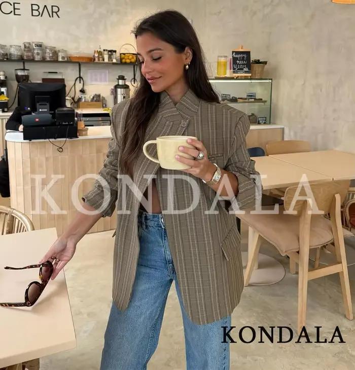 KONDALA Dámske vintage kárované sako Chic Trendy jar 2026 Elegantné